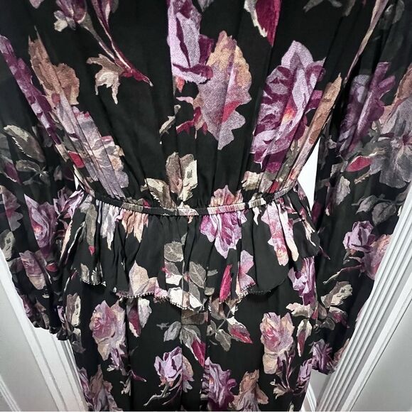 NWT The Kooples BLACK LONG FLORAL PRINT DRESS size 8 women's - Picture 13 of 16